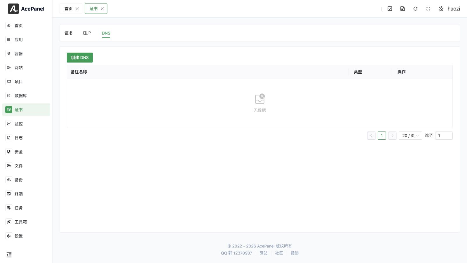 DNS accounts