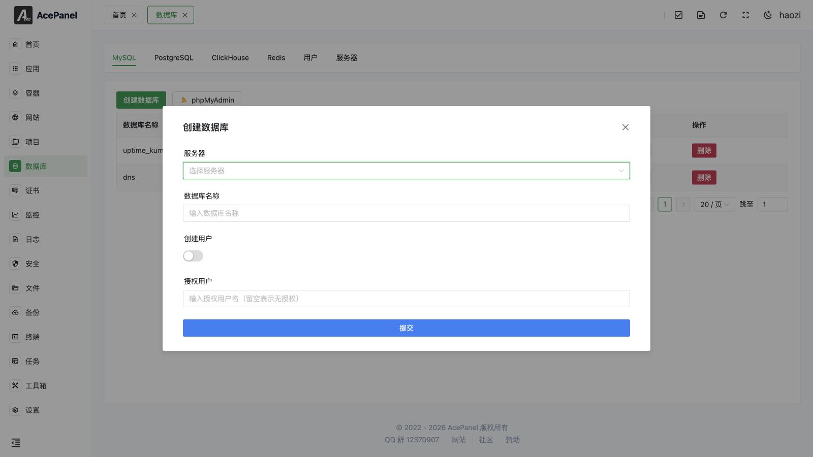 Create a database