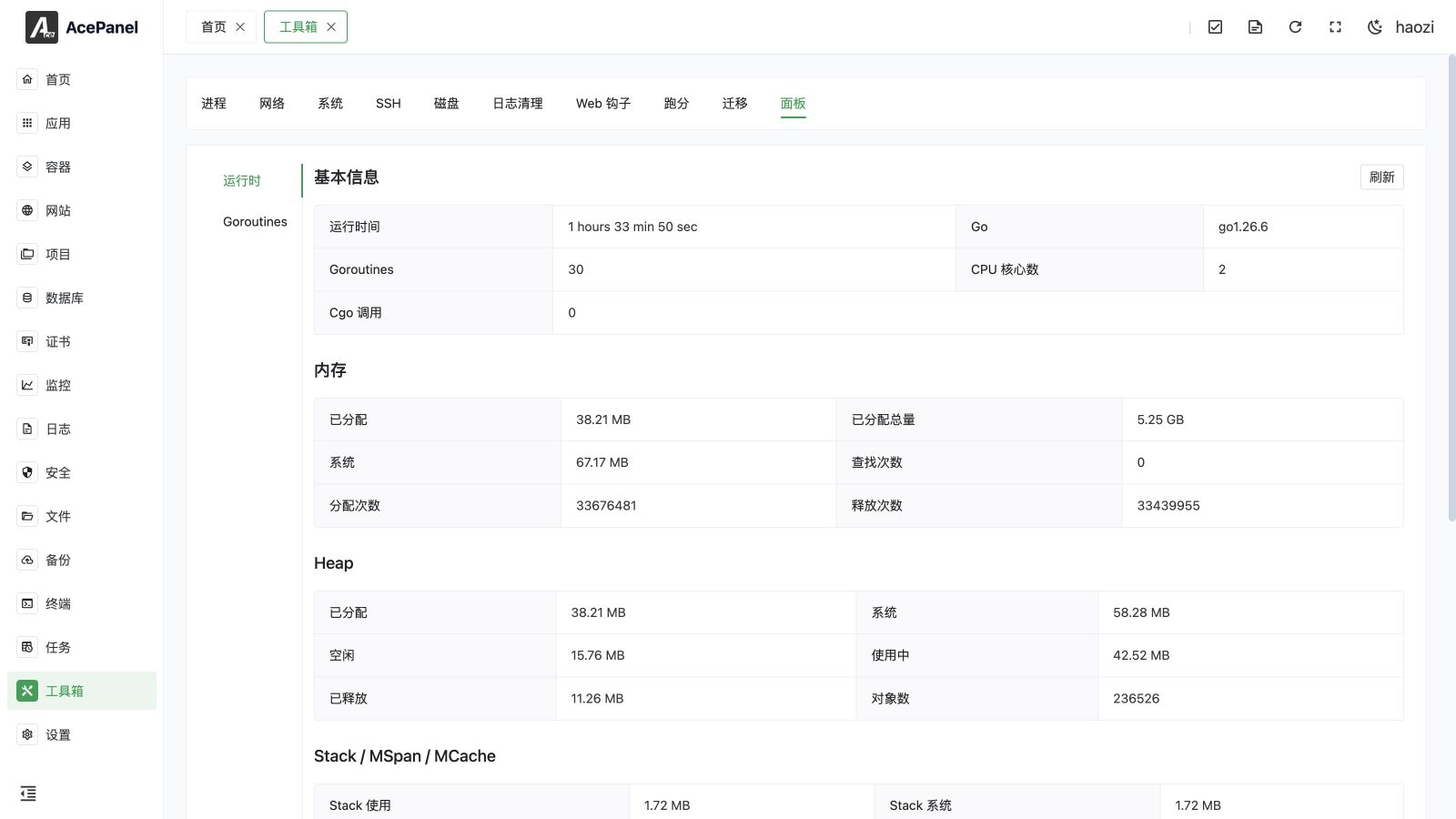 面板运行时诊断